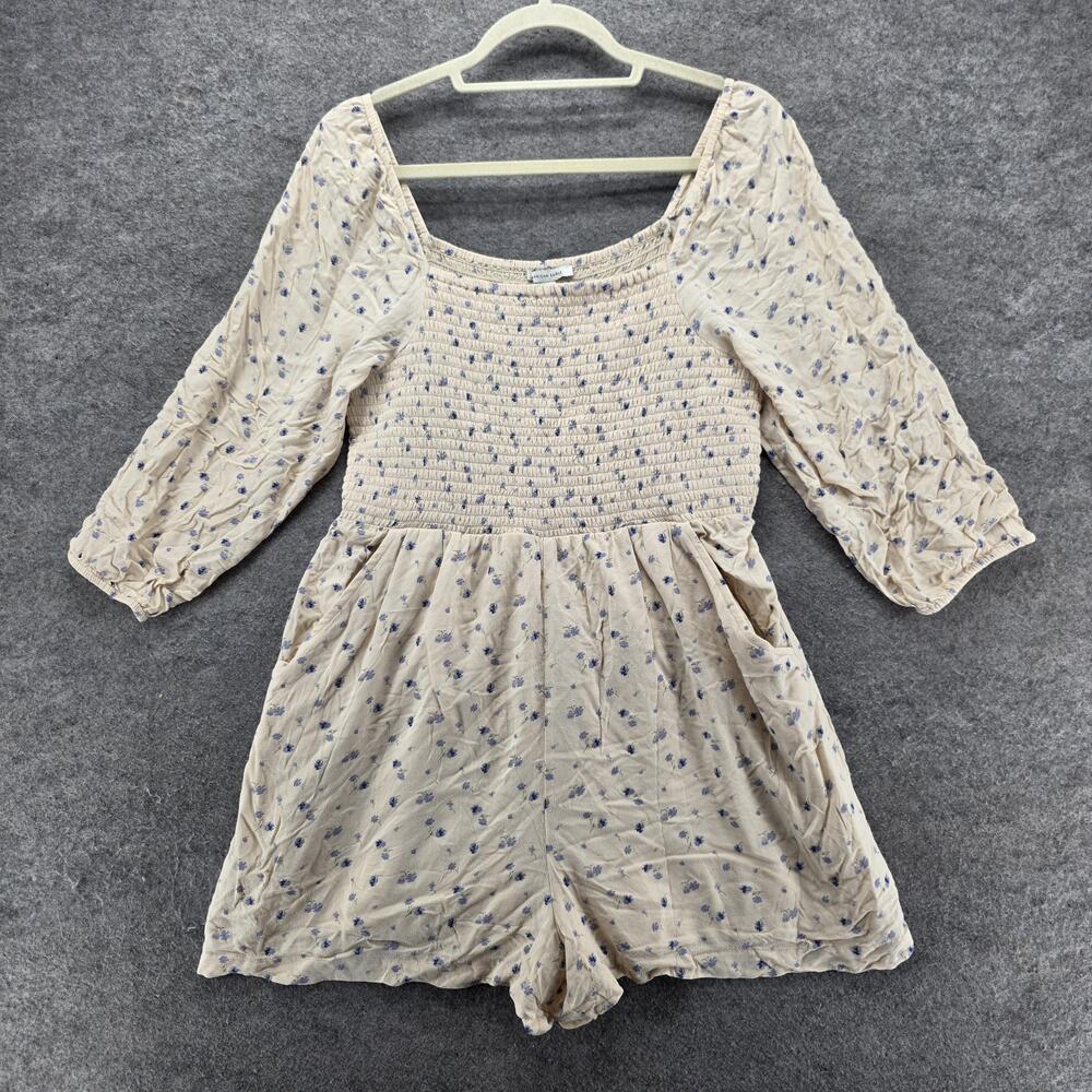 American Eagle Outfitters Romper Juniors M White Floral One-Piece Smocked
